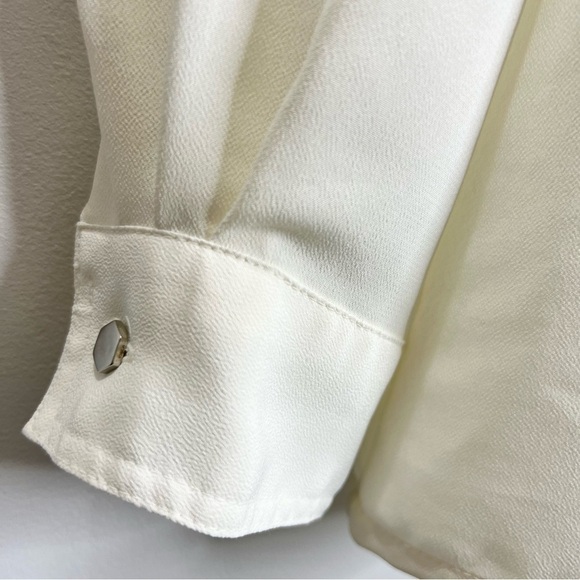 Vintage Bay Club ivory white flowy long sleeve blouse 14 - Picture 6 of 9